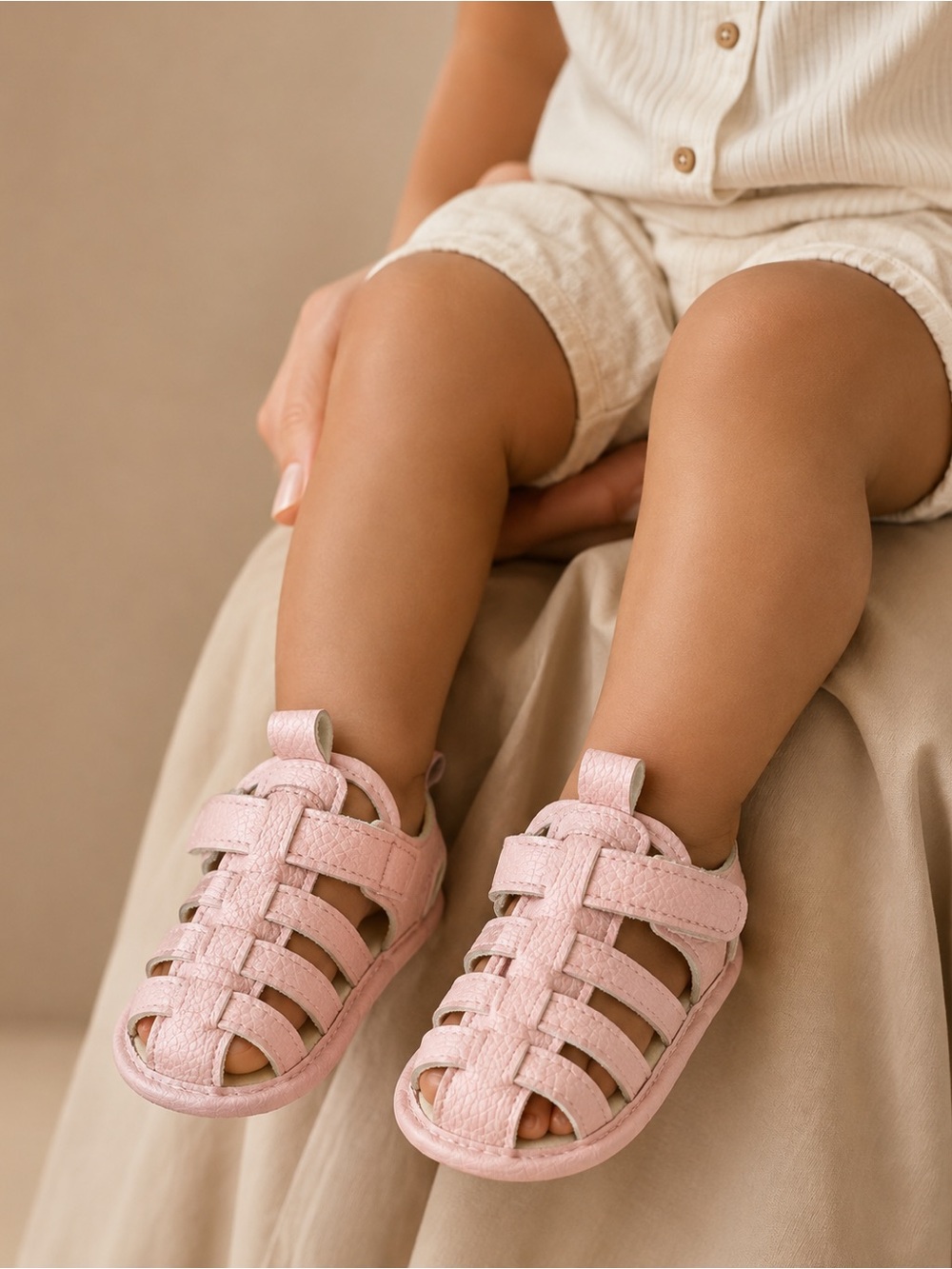 Source Unknown Pink Leather Baby Fisherman Sandals